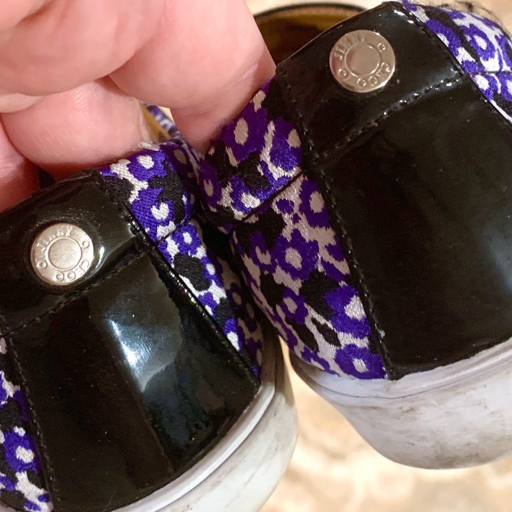 Jimmy Choo Demi Violet Floral Printed Jacquard Slip On Sneakers - Picture 13 of 14